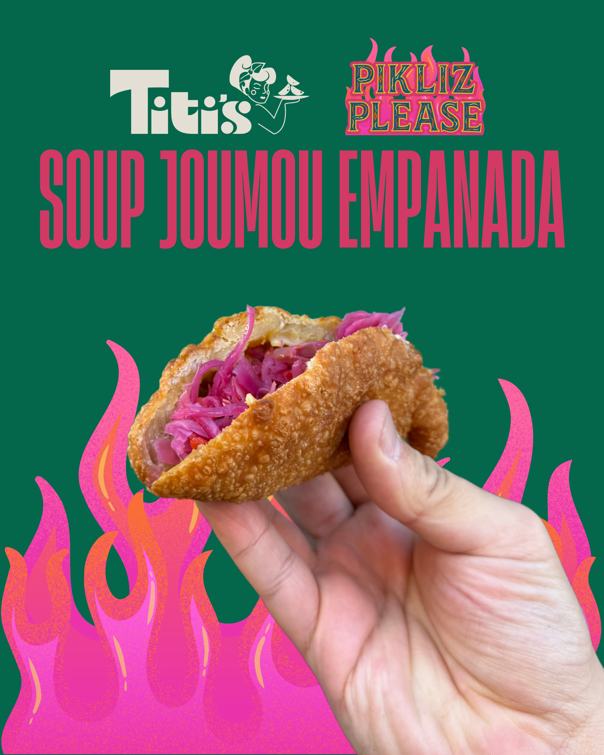 🥟 Taste Tradition: Soup Joumou Empanada Exclusively at Titi's! ✨